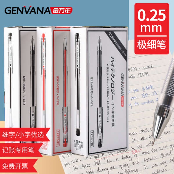 Bút Mực Gel Ngòi 0.25mm Ngòi 0.28 Ngòi 0.3 Ngòi 0.38 Siêu Mỏng Màu Đỏ / Xanh Dương