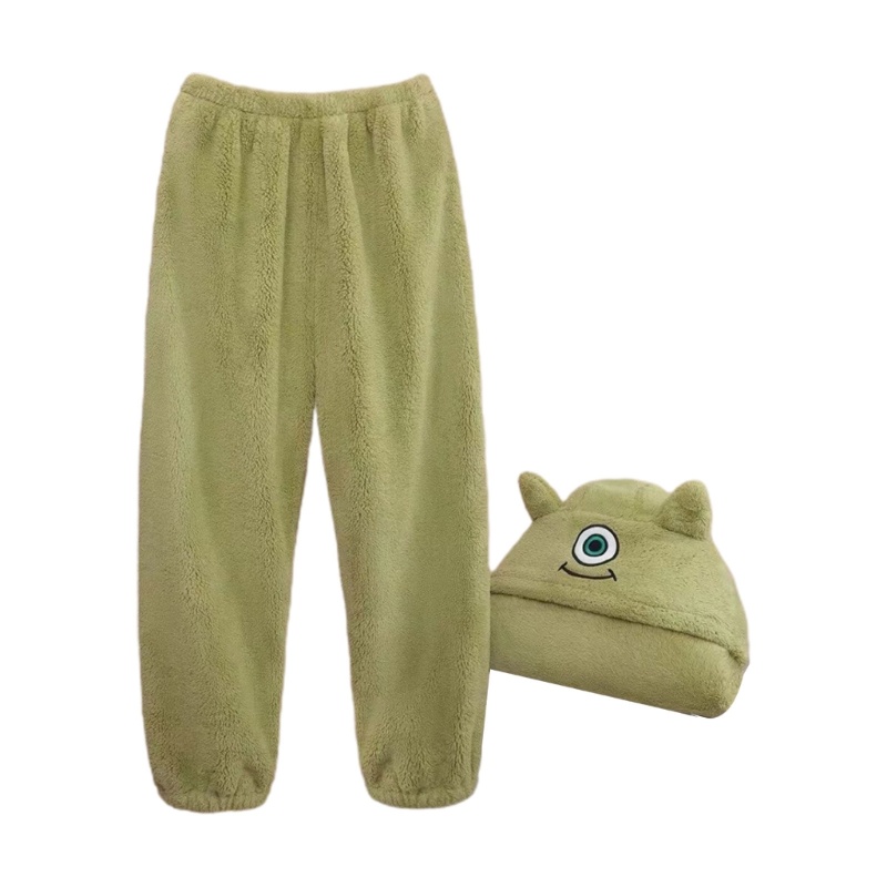 Áo Choàng Tắm Có Mũ Trùm Vải Flannel Phối Nhung Đính Mắt To Dễ Thương Thời Trang Mùa Đông Cho Nữ