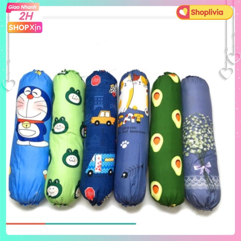 Gối ôm cho trẻ đã có sẵn ruột bông bên trong,có dây rút 2 đầu-shoplivia