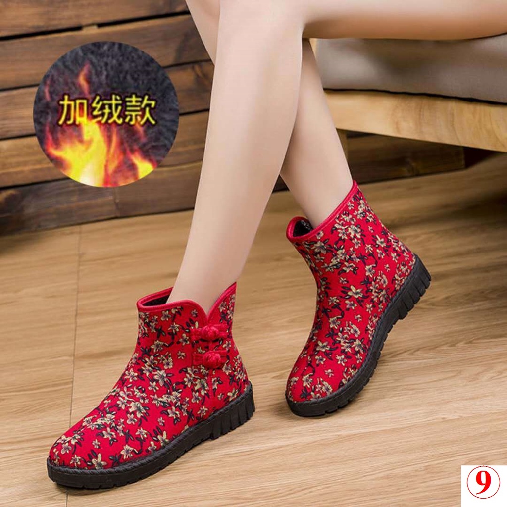 Giày Bốt Đi Tuyết Ống Ngắn Lót Cotton Lót Bông Giữ Ấm Chống Trượt Phong Cách Mới Mùa Đông Cho