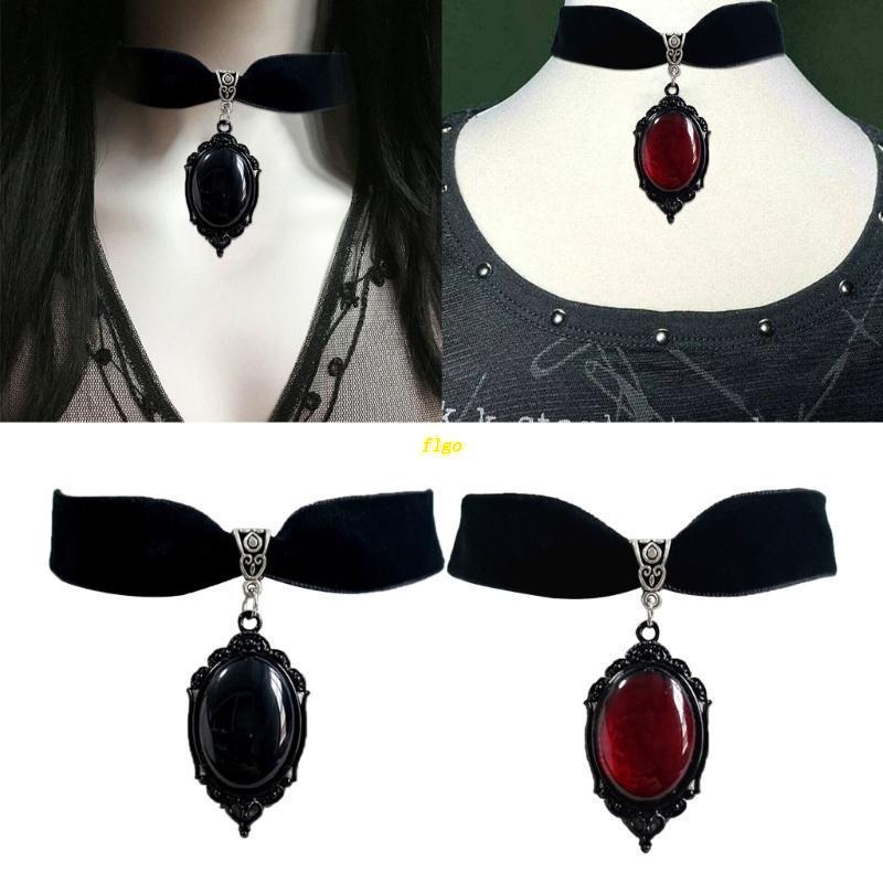 Vòng Cổ Choker Dây Nhung Đen Đính Đá Pha Lê Phong Cách Gothic Thời Trang
