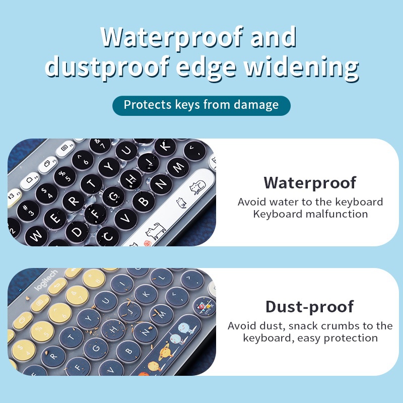Miếng Dán Bàn Phím Bluetooth Không Dây Logitech K480 K380 Bằng Silicon Chống Nước Chống Bụi Họa Tiết Hoạt Hình