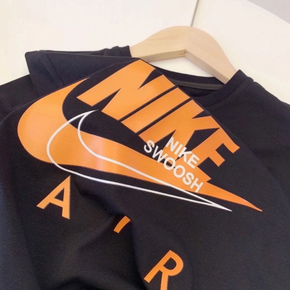 Áo Thun Cotton Tay Ngắn In Logo Nike Cỡ Lớn Thoải Mái Thời Trang Mùa Hè Cho Bé Trai Và Gái