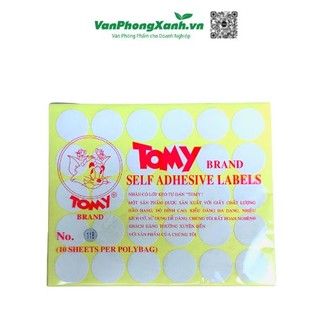 Giấy decan, nhãn dán Tomy A5 các số