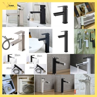 Vòi lavabo inox 304 sơn tĩnh điện màu đen, vòi rửa mặt inox 304 sơn tĩnh điện màu đen