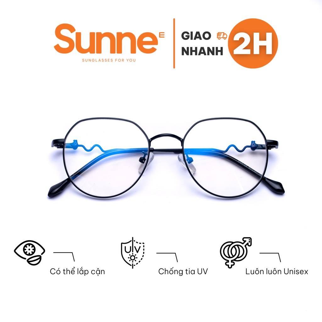 Gọng kính cận kim loại cho mặt trái xoan 4U, mắt oval chống bụi hoặc lắp cận, màu đen và đen bạc – 29105