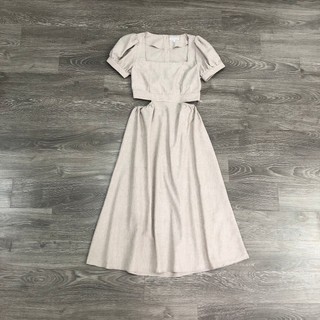 Đầm WH Cổ Vuông Hở Lưng Nơ Sau
