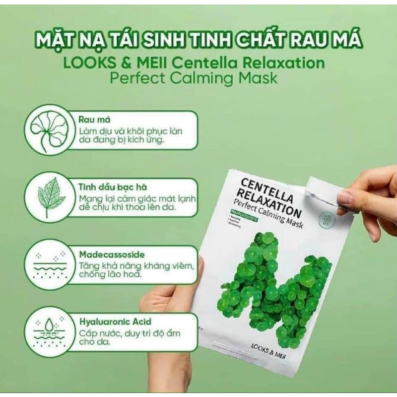 Mặt Nạ Tái Sinh Tinh Chất Rau Má Centella 1 Hộp 10 Nạ