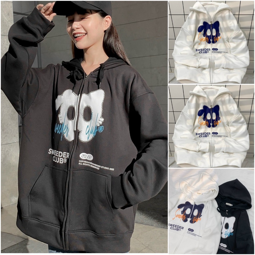 Áo Khoác Thun Nỉ Chữ SWEEDER CLUB Có Nón Mũ 2 Lớp - FREESHIP - Hoodie Khóa Kéo Zip - Nam Nữ Mặc Thu Đông