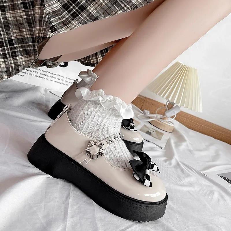Giày Mary Jane 2022 Đế Dày Tăng Chiều Cao Bằng Da Mềm Đính Nơ Phong Cách Anh Quốc Dễ Thương Thời Trang Mùa Hè Cho Nữ