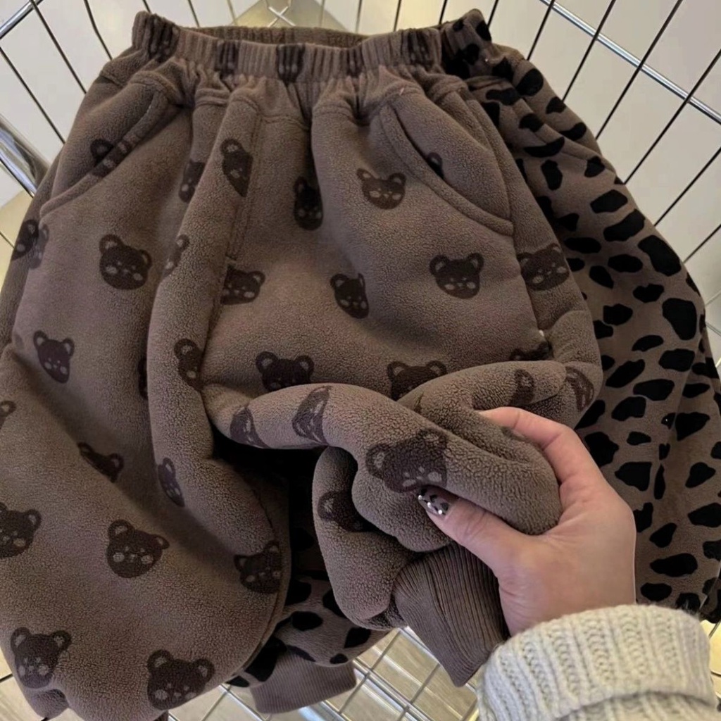 Quần Dài Vải Len Phối Nhung Dày Dặn Thời Trang Cho Bé