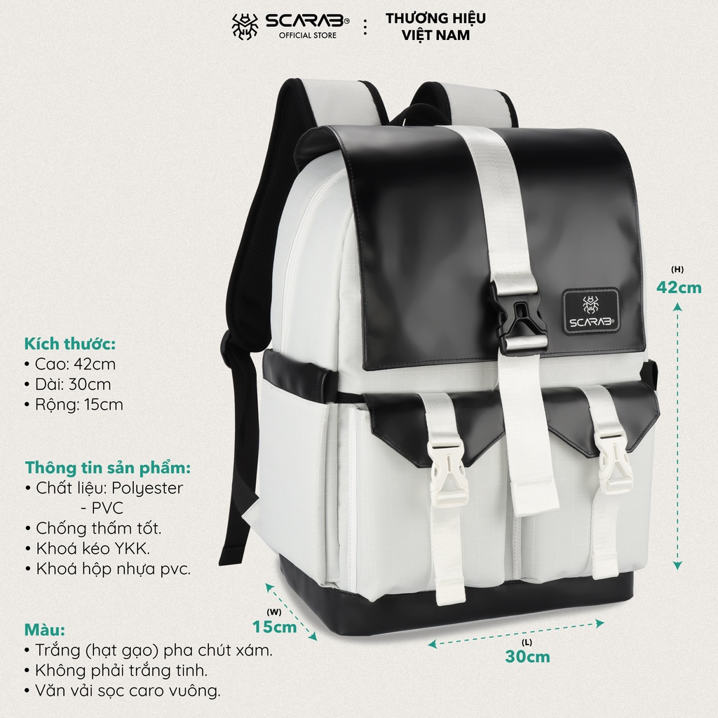 Scarab Sturdy Backpack Unisex - Balo Size Lớn, Đi Học Đi Chơi Đựng Vừa Laptop 15,6inch Gaming | BigBuy360 - bigbuy360.vn