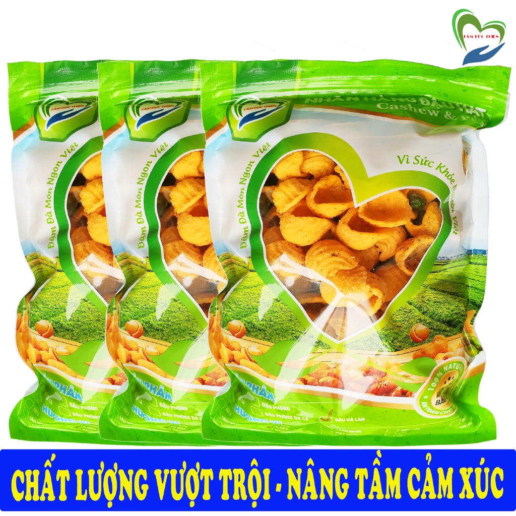 Combo 3 Túi Bánh Vỏ Sò &amp; Đậu Hà Lan 205GR Tâm Đức Thiện (3 Túi Zip x 205GR)