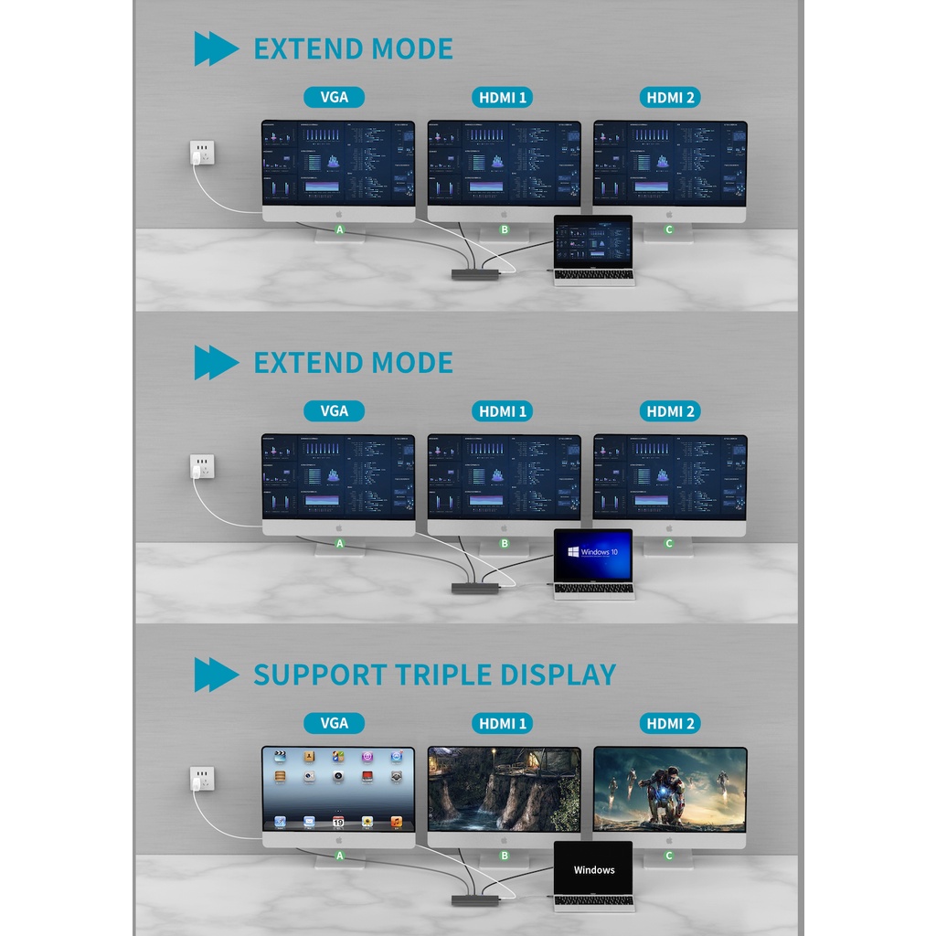 Hub GOOJODOQ chuyển đổi chia cổng 11 USB Type C sang USB HDMI RJ45 thích hợp cho Macbook Pro