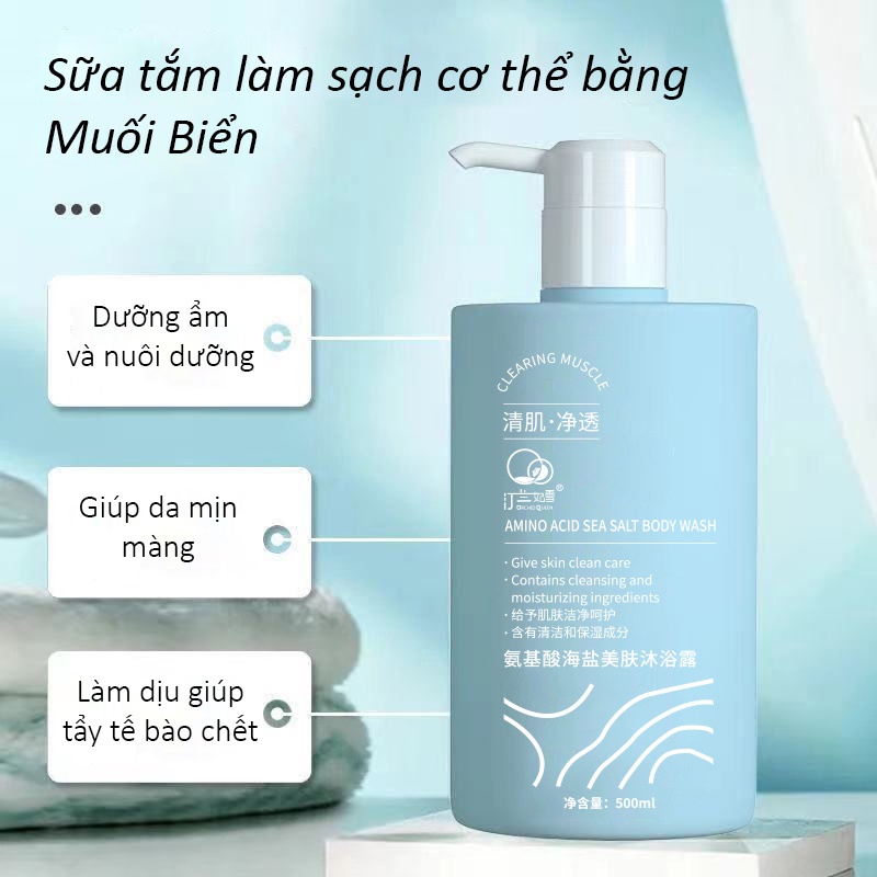 Bộ 3 Dầu Gội + Dầu Xả + Sữa Tắm Muối Biển Làm Sạch Da, Dưỡng Trắng Da,Giảm Nhờn Cho Tóc Bóng Mượt