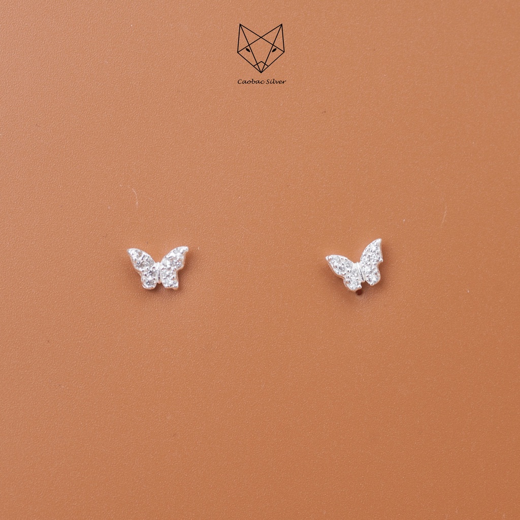 Khuyên Tai Bạc Ta CaoBac Jewellery Thiết Kế Hoạ Tiết Hình Buom Đính Đá Lấp Lánh, Tinh Tế Món Quà Cho Bạn Gái