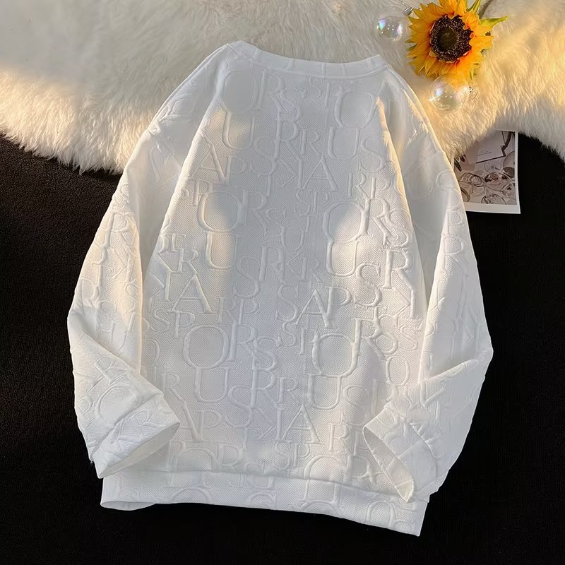 Áo Sweater Cổ Tròn Tay Dài Dập Nổi Chữ Waffle Phong Cách Mùa Thu Mới Cho Nam