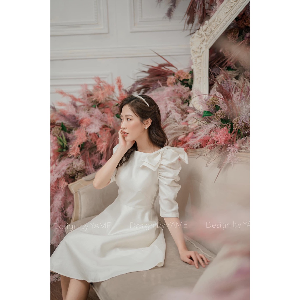 Váy trắng công chúa chất tafta 2 lớp đi tiệc đi chơi YAME