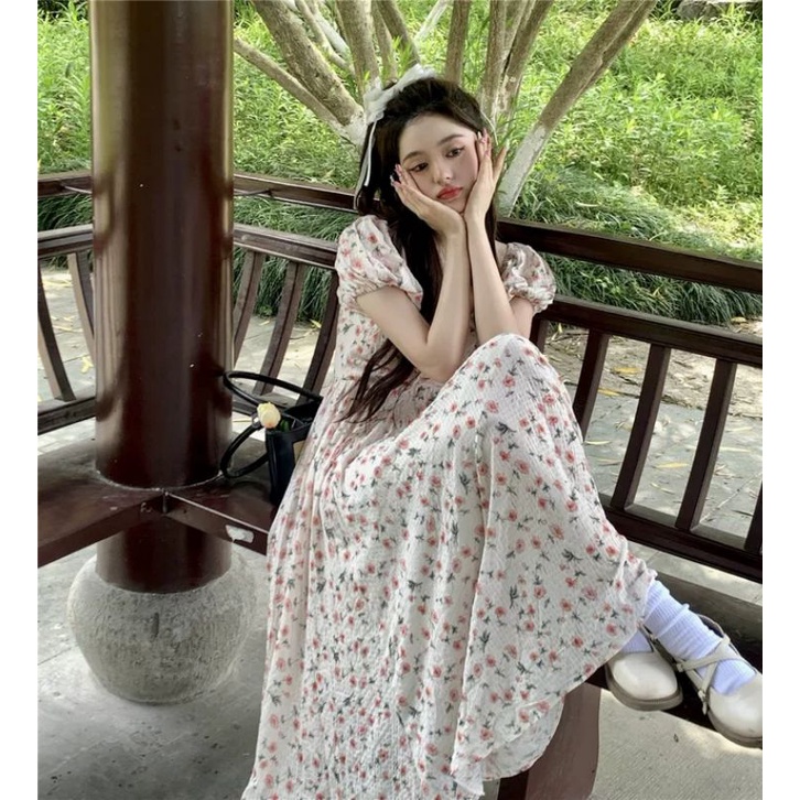 |PASS NEW| Váy hoa nhí cột nơ lưng dáng dài