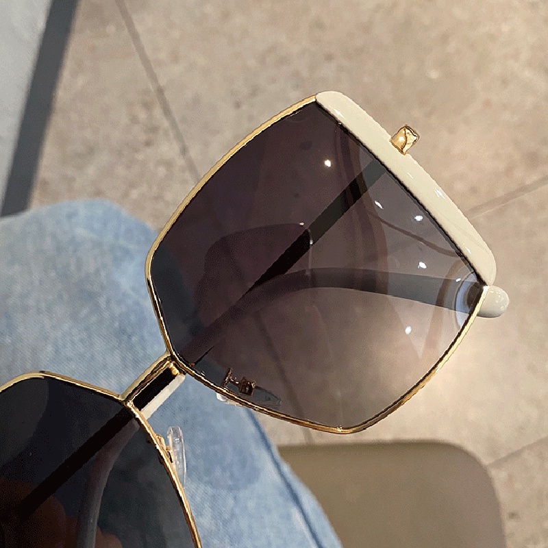 Kính Mát Gọng Vuông Kim Loại Chống Tia UV Thời Trang Cho Nữ