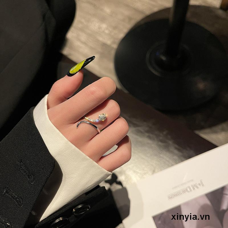 Nhẫn mở hình rắn đính đá zircon sang trọng thời trang đi tiệc cho phụ nữ