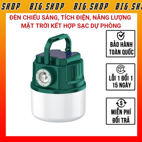 Đèn cắm trại, đèn tích điện, đèn năng lượng mặt trời sử dụng đa năng có thể kết hợp sạc điện thoại TR551 Bigshop