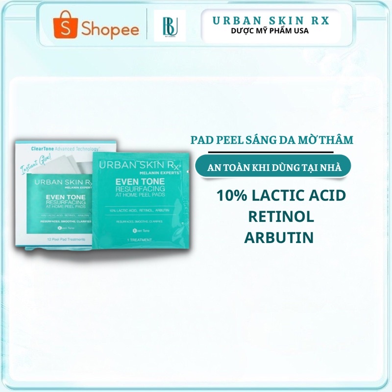 Peel Sáng Da Mờ Thâm Urban Skin Rx Even Tone Resurfacing At Home Peel Pads 12ct