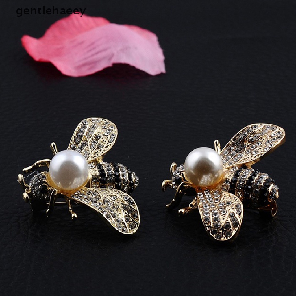 Ghim Cài Áo Hình Chú Ong Đính Đá Pha Lê / Ngọc Trai Vui Nhộn Thời Trang