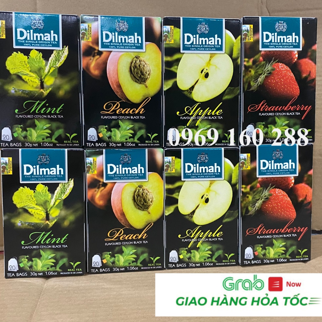 Trà Túi Lọc Dilmah Ceylon Black Tea Đủ Vị - Dâu / Đào / Bạc Hà  _ Hộp 20 túi lọc .