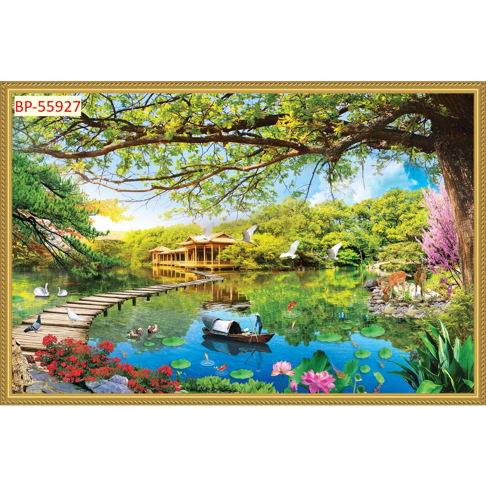 Tranh Sơn Thủy 3D Nhiều Kích Thước Lựa Chọn