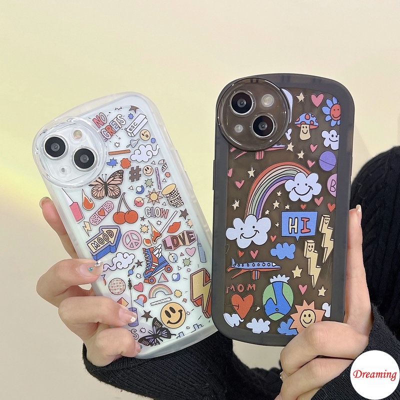 Ốp Lưng Điện Thoại cho VIVO Y02S Y22 Y22S Y35 Y77 Y55 Y75 T1 Y33S Y21S Y21 Y53S Y51 Y51A Y31 Y30 Y50 Y20 Y12S Y20s G Y16 Y15S Y15A 4G 5G Vỏ mắt lớn Translucency Motif Cloud Smile Rainbow