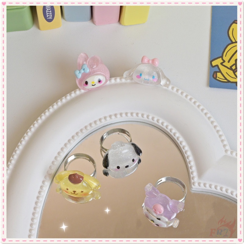 ☀ Cinnamoroll / Melody / Kuromi / Pochacco / Pom Pom Purin - Nhẫn Nhân Vật Hoạt Hình ☀ 1 Chiếc Nhẫn Hình Tròn Có Thể Điều Chỉnh Kích Thước Dành Cho Fan Ngọt Ngào
