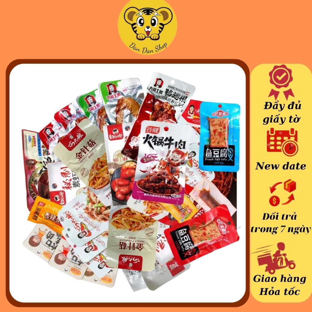 Combo đồ ăn vặt nội địa Trung, set 15 món đồ ăn vặt Tứ Xuyên sốt cay bùng vị ngon khó cưỡng