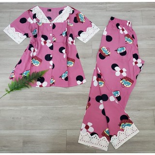 Bộ tole/lanh cổ tim quần dài phối vải ren size