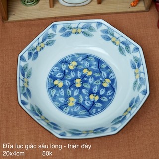 Dĩa sứ sâu lòng lục giác - gốm sứ nhật bản