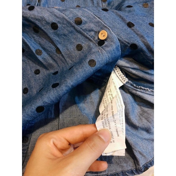 Áo sơ mi babydoll thô jeans bé gái xuat du