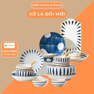 Đĩa sứ decor , bát dĩa sứ phong cách Nhật Bản alifis