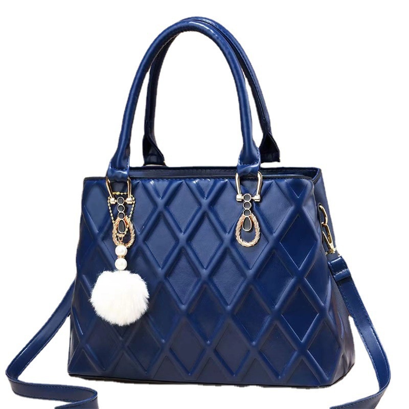 Ielgy Túi bucket Đeo Chéo Vai Gắn Quả Bông Sọc Hình Thoi Dành Cho Nữ