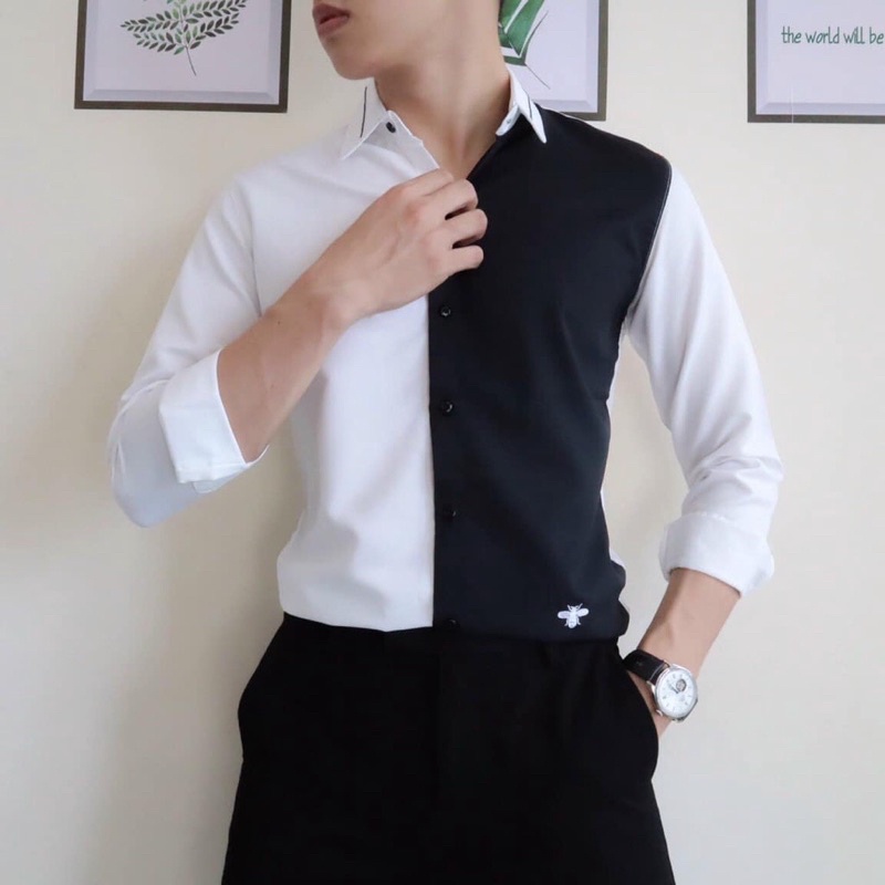 Áo Sơ Mi Nam PHỐI SỌC Tay Dài SMTD