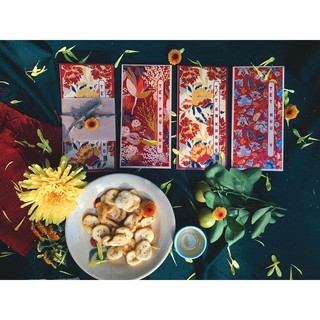 Bao lì xì tết 2023 vintage hình ảnh hoa lá cổ xưa