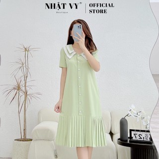 Đầm suông công sở Nhật Vy cổ tim bèo tầng phối dập ly chất lụa phù hợp đi chơi dạo phố - D2549