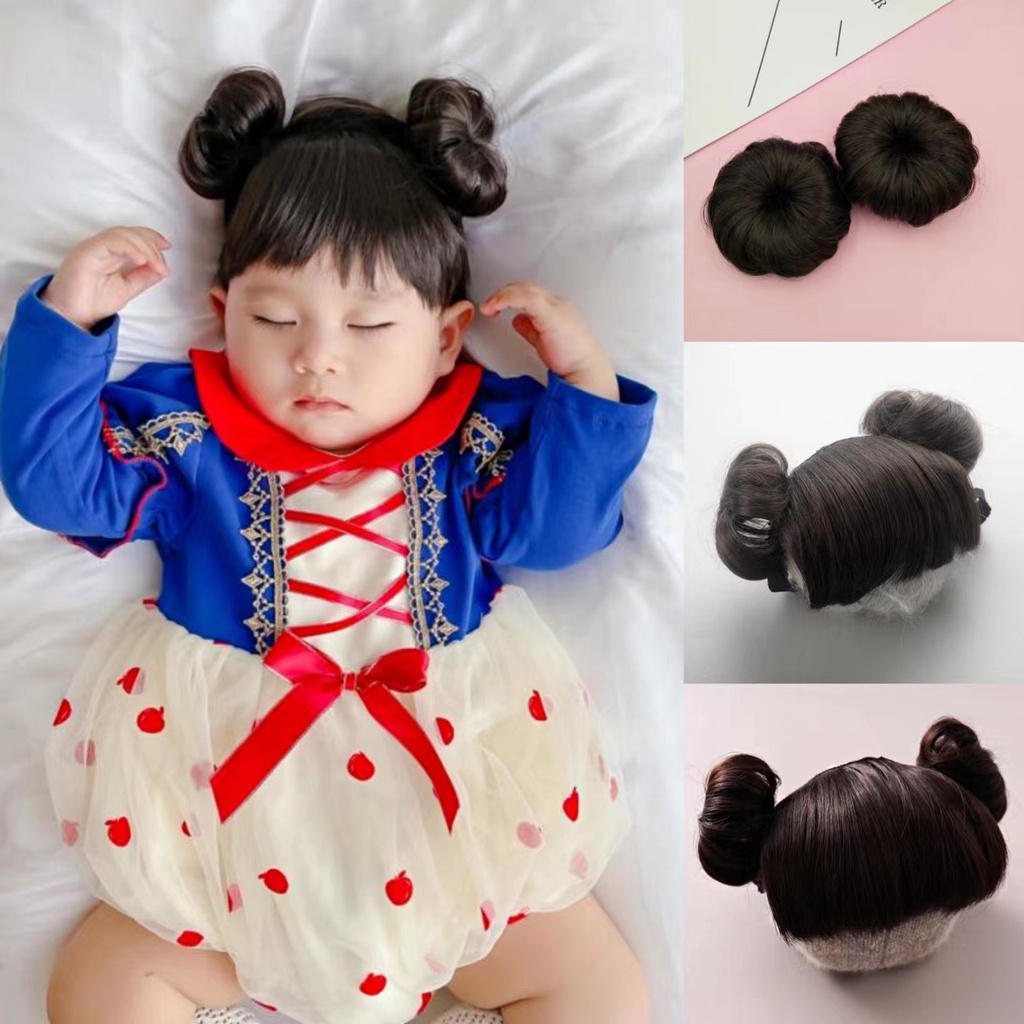 Bộ Tóc Giả Đầu Bi Phong Cách Công Chúa Nước Ngoài Cho Bé Gái