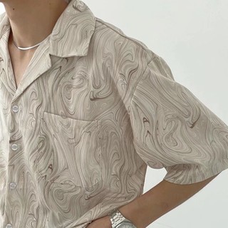 Áo Sơ Mi Tay Ngắn Dáng Rộng Màu Nhuộm Thời Trang Mùa Hè Hàn Quốc Cho Nam