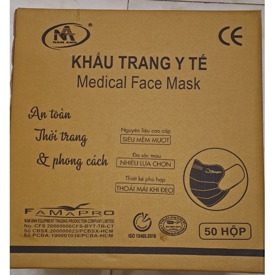 Khẩu Trang Y Tế Hình Cua ,4 Lớp,Giấy Kháng Khuẩn,FamaPro  - Hộp 50 cái