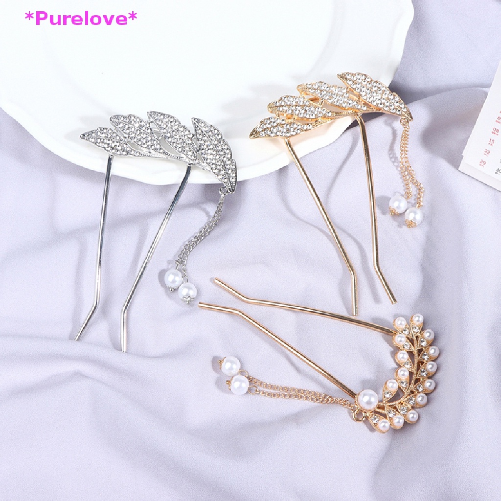 Kẹp Tóc Hình Chữ U Đính Đá Phối Tua Rua Và Ngọc Trai Thời Trang Mới