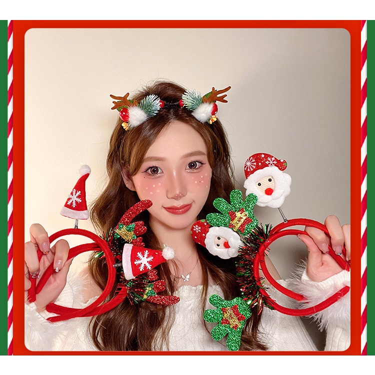 Kẹp Tóc Hình Sừng Tuần Lộc Giáng Sinh Dễ Thương Cho Nữ cài tóc noel