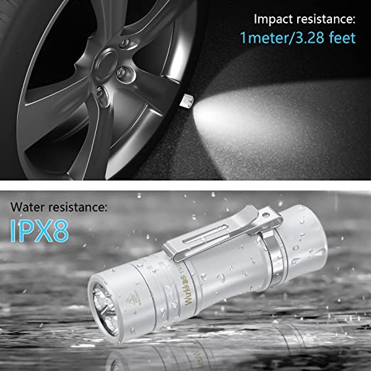 Đèn pin WURKKOS TS10 14500 EDC kích thước nhỏ 3 * 90 CRI và Aux màu trắng bạc phiên bản giới hạn 2.0
