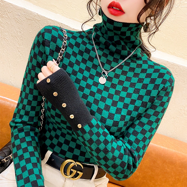 Áo Sweater Cổ Lọ Dáng Ôm Phong Cách Phương Tây Thời Trang Thu Đông Mới Cho Nữ