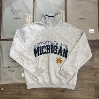 Áo nỉ lót lông Michigan chữ thêu, vải nỉ cao cấp siêu ấm