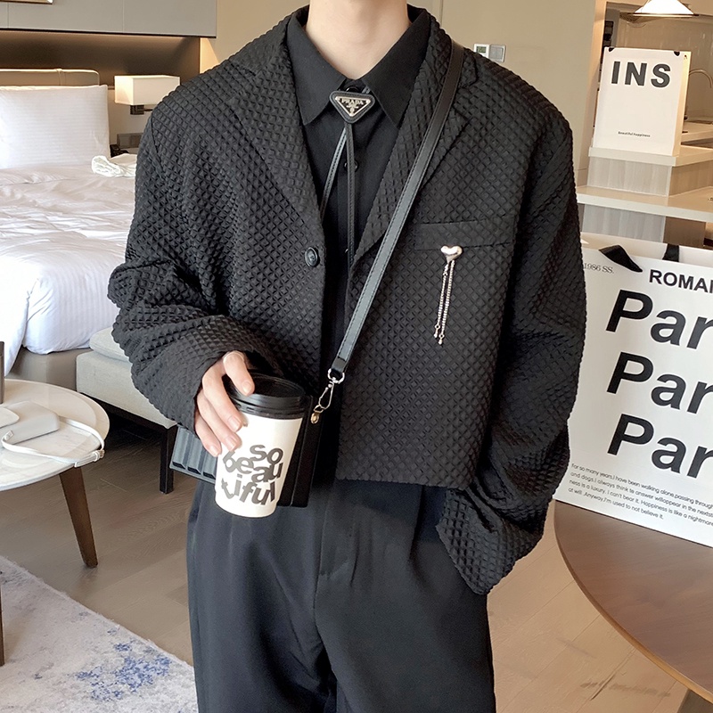 Áo Khoác Suit Ngắn Nhẹ Phong Cách Hàn Quốc Thời Trang Mùa Thu Cao Cấp Cho Nam Giới